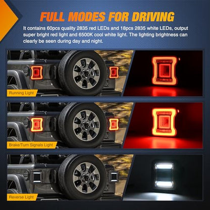 Nilight JL Tail Light LED Smoked Lens DOT APPROVED for 2018-2026 Wrangler - color: JL 2018-2026 Tail Light