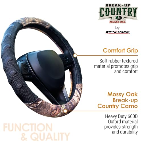 Mossy Oak Break-Up Steering Wheel Cover for Trucks & SUVs, Fits 15.5"-16" - style: Mossy Oak Comfort Grip - Large (15.5" - 16")