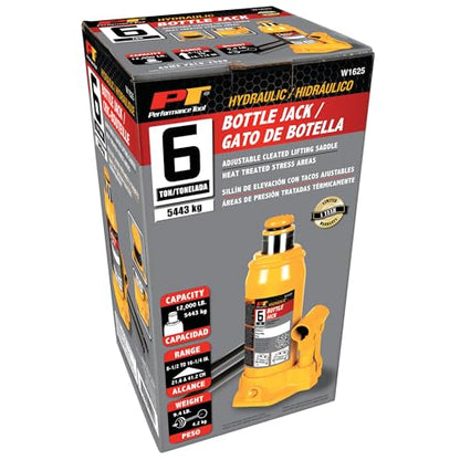 Performance Tool W1625 6 Ton Heavy Duty Hydraulic Bottle Jack - size: 6-Ton - Standard