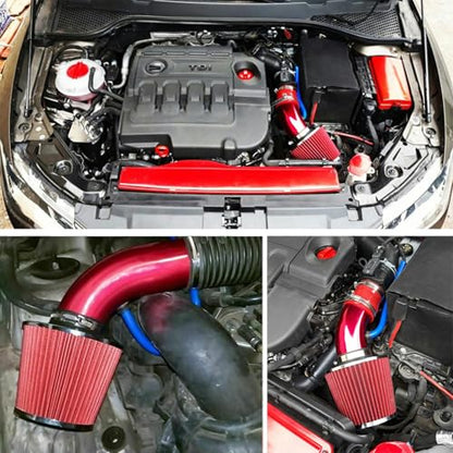 76mm Cold Air Intake Kit, Aluminum Red 3" - color: RED