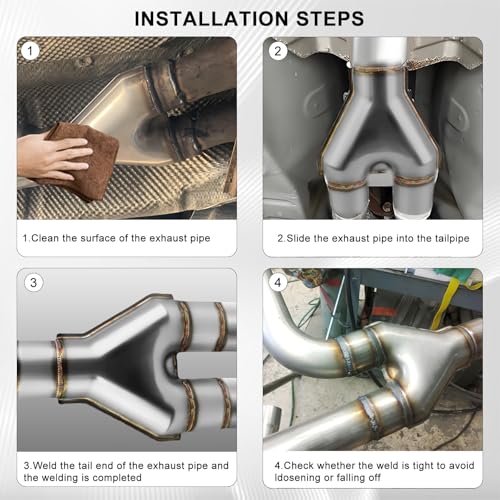 Mupera 3 Inch Exhaust Y Pipe, Stainless Steel 3" Single to 3" Dual Exhaust - size: 3" Inlet 3" Outlet 10" LengthY Silver