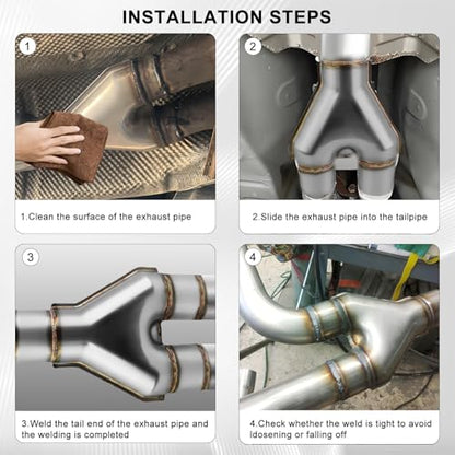 Mupera 3 Inch Exhaust Y Pipe, Stainless Steel 3" Single to 3" Dual Exhaust - size: 3" Inlet 3" Outlet 10" LengthY Silver