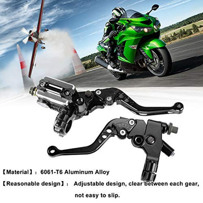 Universal Motorcycle 7/8" 22mm Handlebar Brake Master Cylinder Clutch Lever CNC Left & Right Set Compatible with Harley Honda Kawasaki Suzuki Yamaha（ Piston Diameter 12.7mm(Black) - color: Black