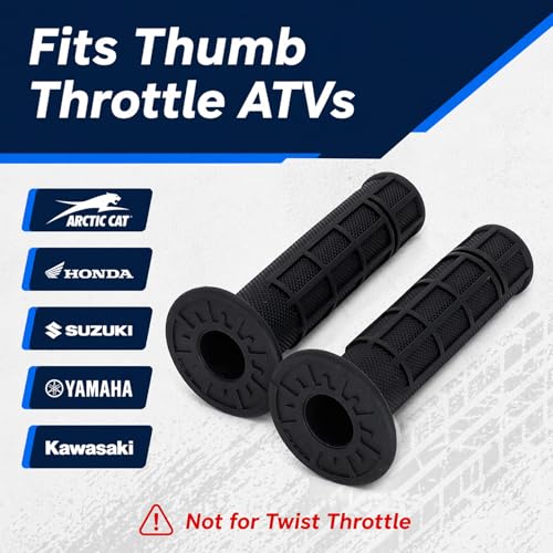 ATV Hand Grips 7/8" Soft Rubber Grip Compatible with ATV Arctic Cat Suzuki Yamaha Kawasaki Honda 400ex -Black