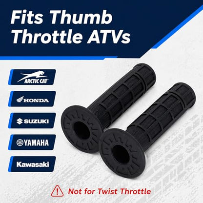 ATV Hand Grips 7/8" Soft Rubber Grip Compatible with ATV Arctic Cat Suzuki Yamaha Kawasaki Honda 400ex -Black