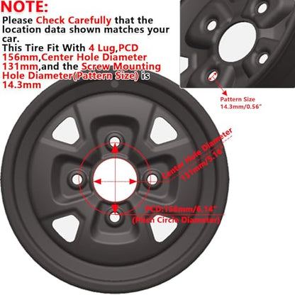 ATV/UTV Tires 25x10-12, 25x10x12 ATV Tires and Wheels Set, 6PR, 4x156 Bolt Pattern, 4+3 Offset, Compatible With UTV ATV Off-Road Vehicles, Set of 2