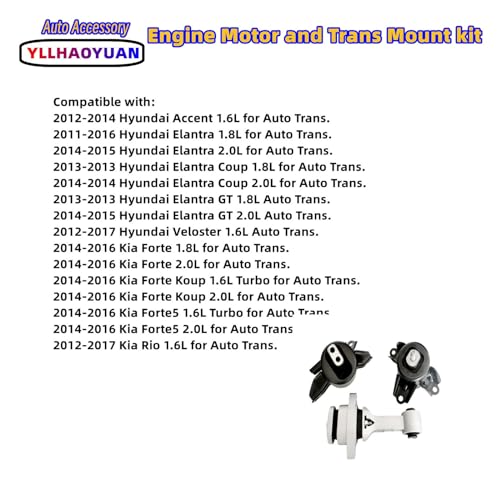 Yllhaoyuan Complete Engine Motor Transmission Mount Set - size: 2012-2014 Hyundai Accent 1.6L