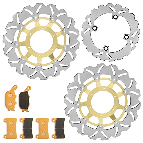 Front Rear Brake Disc Rotors Pads Kit for Honda CBR1000RR 04 05 CBR600RR 2005 2006 - color: Gold, size: CBR1000RR 04 05 CBR600RR 2005 2006