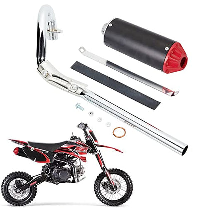 28mm High Performance Exhaust Muffler Silencer Pipe Assembly kit Dirt Bike Motocross CRF50 SSR - color: Red+Black