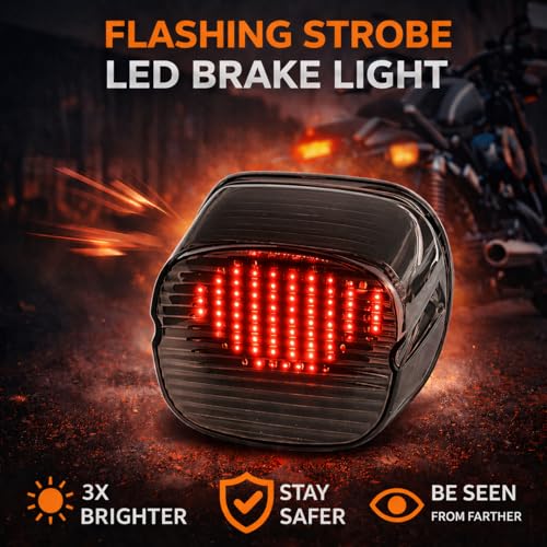 Eagle Lights Strobing LED Brake Light for Harley Davidson Motorcycles with Bottom License Plate Window - Smoked - color: Smoked with Bottom License Plate Window