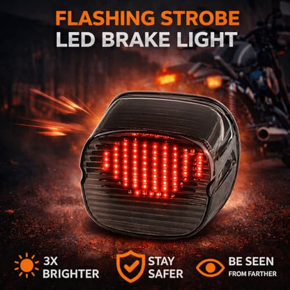 Eagle Lights Strobing LED Brake Light for Harley Davidson Motorcycles with Bottom License Plate Window - Smoked - color: Smoked with Bottom License Plate Window