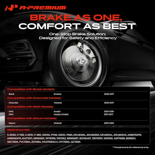 A-Premium Front and Rear Drilled Slotted Brake Rotors and Ceramic Pads Kit