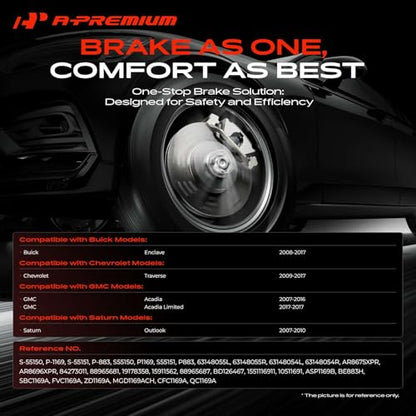 A-Premium Front and Rear Drilled Slotted Brake Rotors and Ceramic Pads Kit