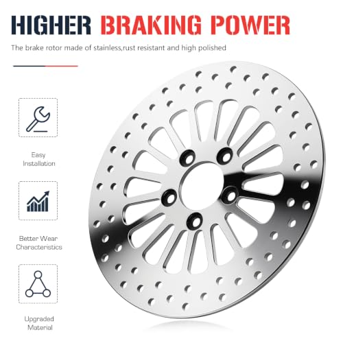 11.8" Rear Brake Rotor Disc with Bolts Mirror‑Polished Stainless Steel 1PCS - size: 1*11.8'' Rear Rotor+Bolt