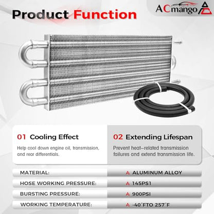 4 Pass Ultra-Cool Tube And Fin Transmission Cooler - color: Silver, size: 4-pass
