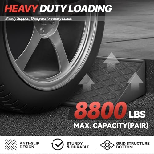 3" Rise Rubber Curb Ramp for Forklift, Driveway Sidewalk, Heavy Duty Car - size: 3" Rise