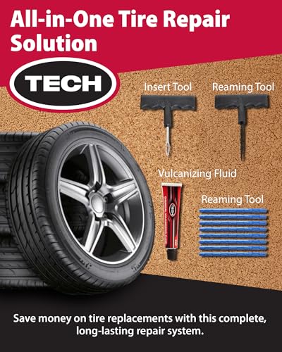 PermaCure Tire Repair Kit with Plugs, Tools and Vulcanizing Fluid