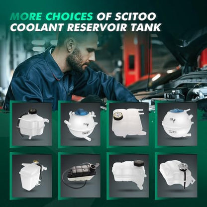 SCITOO Radiator Tank Coolant Reservoir Bottle 1L Universal Aluminum Coolant Overflow Tank Silver
