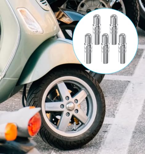 5Pcs Tire Valve Extenders, 39mm Brass Adapter Universal for Car Motorcycle Truck Wheels(Silver)