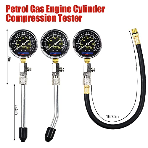 AutoWandererTool 8Pcs Compression Tester for Motor Car Truck,Easy Reading - size: Gauge Set without Spark Plug Tester