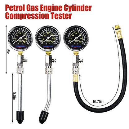 AutoWandererTool 8Pcs Compression Tester for Motor Car Truck,Easy Reading - size: Gauge Set without Spark Plug Tester