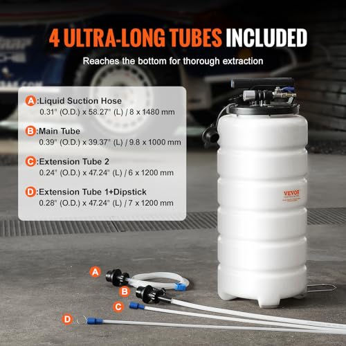 VEVOR 15L Pneumatic/Manual Fluid Extractor Pump, Oil Changer Vacuum Fluid Extractor, Oil Extractor Change Pump for Automotive, Oil Change & Fluid Change Tool with Dipstick and Suction Hose - style: 15L Pneumatic/Manual