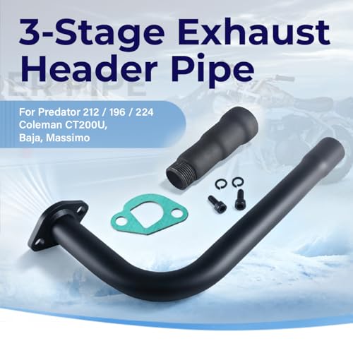 Black 3 Stage Exhaust Header Pipe For Predator 212cc 196cc 6.5HP