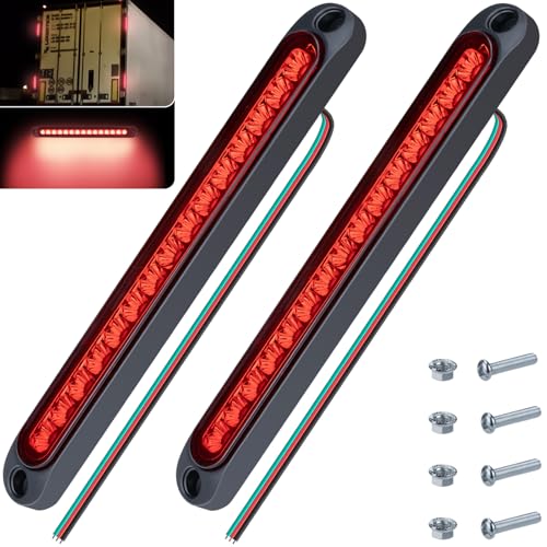 ecocstm 2PCS Led Trailer Tail Light, 10 Inch 15 Red Led Brake Lights Strip - color: Red - 2 PCS
