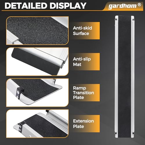 gardhom 6FT Telescoping Portable Wheelchair Ramp with Carrying Case - size: 6FT(can be used as 3.5FT or 6FT)
