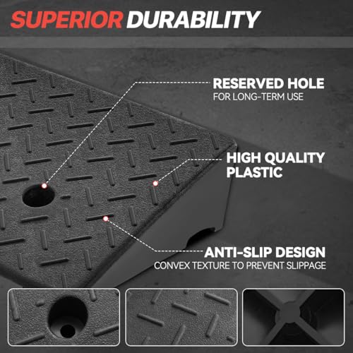 4.3" Rise Rubber Curb Ramp for Forklift, Driveway Sidewalk, Heavy Duty Car - size: 4.3" Rise