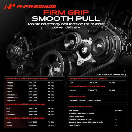 A-Premium Belt Tensioner Assembly with Pulley Compatible with Chevrolet