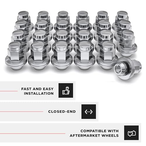 White Knight M14 x 1.50 Thread Lug Nut for Toyota Land Cruiser/Sequoia/Tundra, Lexus LX570 / LX470, Solid Piece Chrome Factory Style Duplex Long Mag with Washer, 5309DL-24AM (24 Pack) - color: Chrome, style: 24 Pack