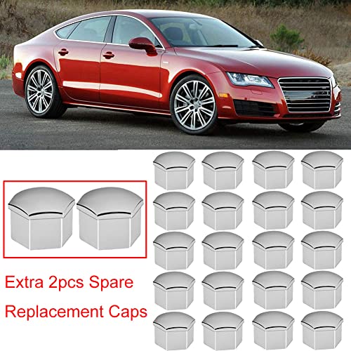 Gebildet 22 Pieces 17mm Chrome Wheel Nut Caps, Wheel Bolt Nut Caps Covers, Hexagonal Tire Nut Covers with Removal Tool Set for Cars - color: Chrome