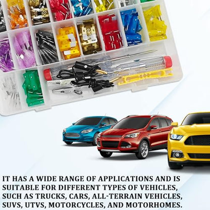 306PCS Car Fuse Assortment Kit, Mixed Vehicle Blade Fuses Standard & Mini & Low Profile with Fuse Puller & Circuit Tester, 2A 5A 7.5A 10A 15A 20A 25A 30A 35A Replacement for RV, Truck, Auto, SUV