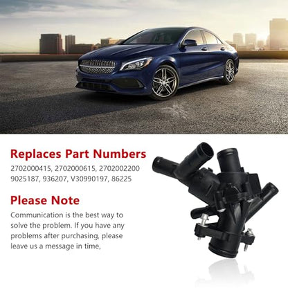 Engine Coolant Thermostat Housing For Mercedes-Benz CLA250 2014-2019/ GLA250 2015-2019/ CLA45 2014-2018/ GLA45 2015-2019 Replaces 2702000615 2702000415 2702002200