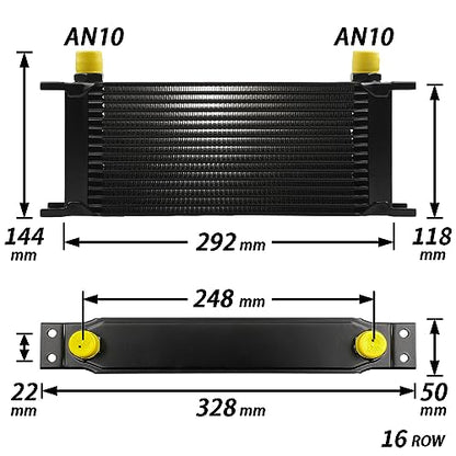 16 Row AN10-10AN Stacked Plate Oil Cooler Aluminium Alloy - color: Oil Cooler, size: 16 Row-BK