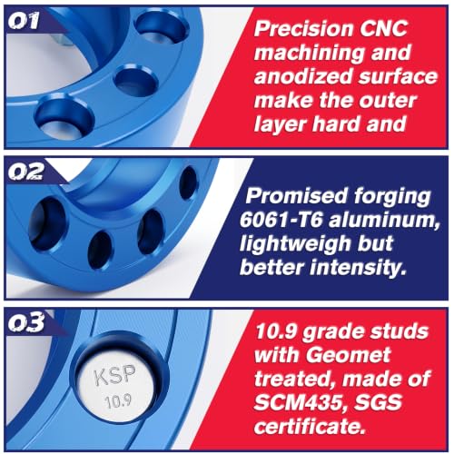 KSP 1.5in Wheel Spacers for Tacoma 4Runner Cruiser Tundra with 6x5.5 PCD - color: Blue, size: 1.5inch-tacoma1995-2023