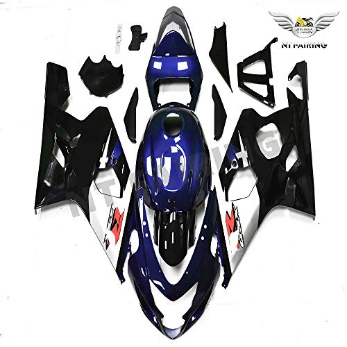 YTL Dark Blue Silver Full Fairing Fit for Suzuki 2004-2005 GSXR 600/750 - color: 007 Dark Blue Silver