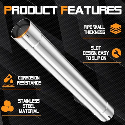 A-KARCK 4'' Muffler Replacement Pipe, Straight Exhaust Pipe 4'' Stainless Steel 30" Long Mandrel Exhaust Tube with 2 Lap Joint Band Clamps - size: 4 Inch (With Two Clamps)