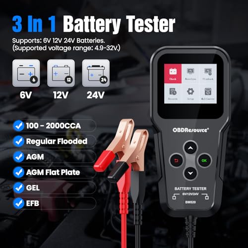 OBDResource Battery Load Tester, Professional Automotive Battery Analyzer - color: black