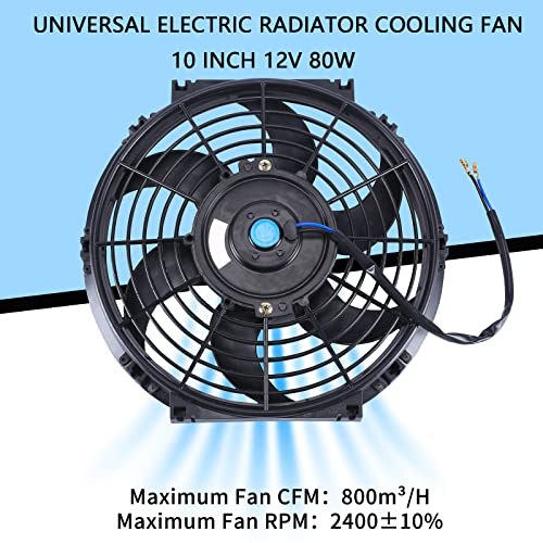 10'' Inch Slim Fan Push Pull Electric Radiator Cooling Fan Black - color: Black, size: 10 Inch-2 Pieces