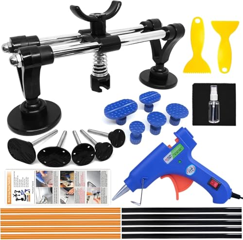 Manelord 25PCS Dent Puller - Car Dent Repair Kit, Dent Removal Kit with Double Pole Bridge Dent Puller for Auto Dent Removal, Door Dings and Car Hail Damage
