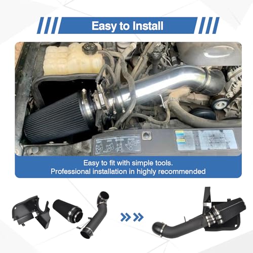 4" Cold Air Intake System + Heat Shield Compatible with GMC/Chevy - color: Black & Black