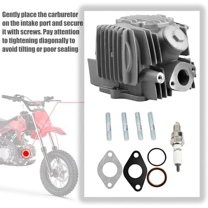 52.4mm Cylinder Head Assembly with Spark Plug and Gaskets for 4-Stroke 1P52FMH Horizontal Engine 110cc ATV Dirt Pit Bike Go Karts Quad 4 Wheeler Dune Buggys Motorcycle - color: Cylinder Head Assembly