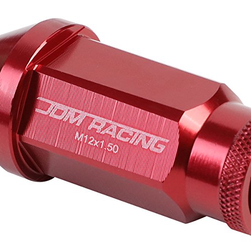 Auto Dynasty 20-Piece M12 x 1.5 Extended Aluminum Alloy Wheel Lug Nuts+Adapter Key (Red) - color: Red