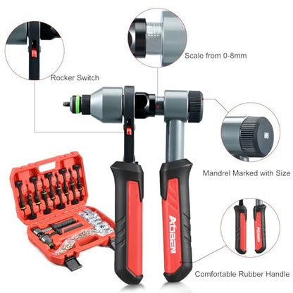 AOBEN Rivet Nut Tool Kit, Nutsert Gun Kit, Upgraded Rivnut Tool with 10 Metric and SAE Madrels, 100 Pcs Rivnuts, and Rugged Carrying Case - size: Ratchet Rivet Nut Tool Kit
