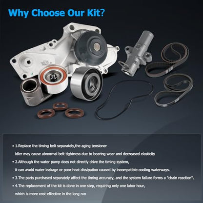 OTO-K Timing Belt Kit with Water Pump Compatible with Honda Accord Crosstour Pilot Odyssey Ridgeline Acura MDX TL RDX RL TSX ZDX Saturn Vue 2003-2018 3.0L 3.2L 3.5L 3.7L V6 TKH002 TCKWP329 19200RDVJ01 - size: TKH002