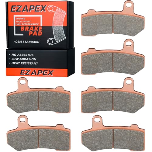 Brake Pads Front and Rear Compatible with Harley Davidson Road Glide 2008-2021 Street Glide 2008-2022 Ultra Classic Electra Glide Sintered Copper 3 sets 41854-08
