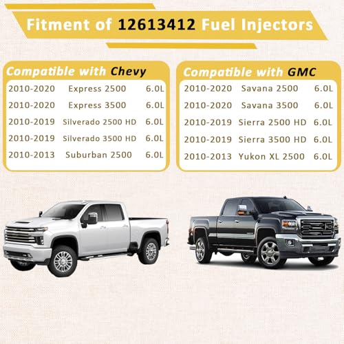 2010-2020 Silverado Express Sierra 6.0 Flex Fuel Injectors