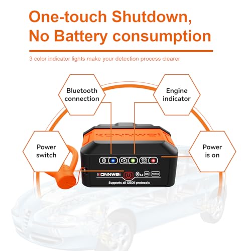 KONNWEI KW906 Bluetooth OBD2 Scanner Car Diagnostic Tool Engine Code Reader